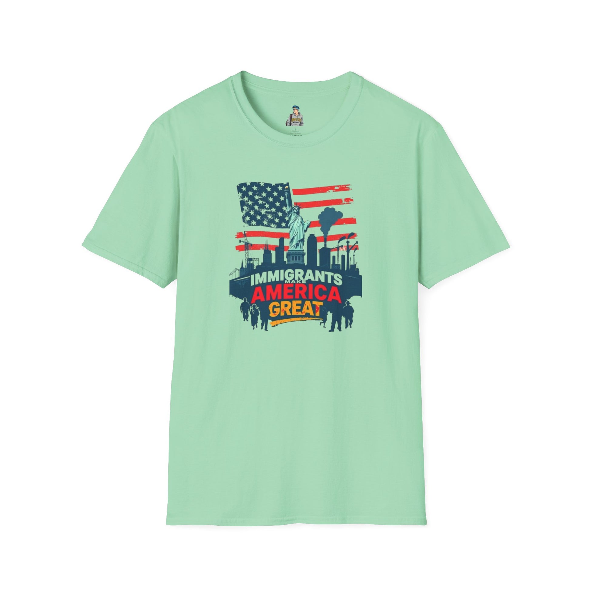 Unisex Softstyle T-Shirt - "Immigrants Make America Great" - Celebrate Diversity & Freedom