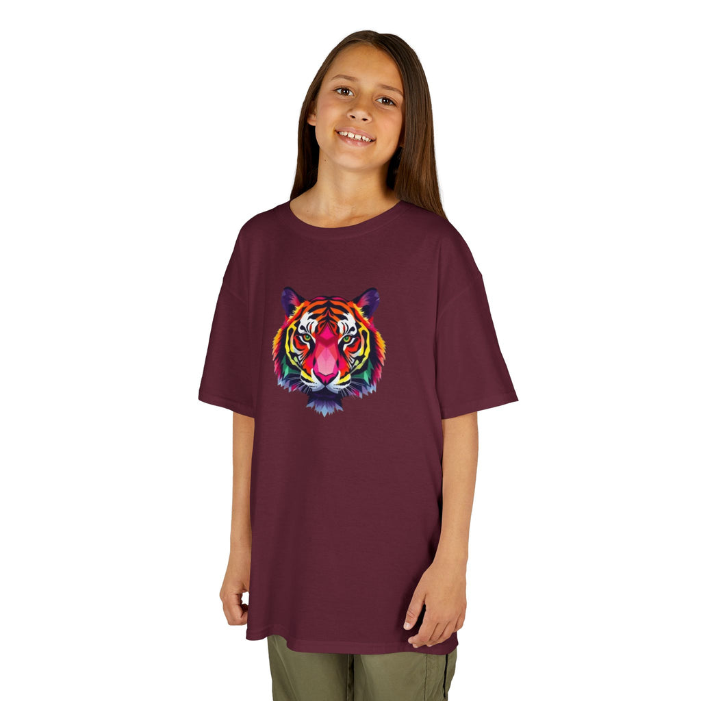 Colorful Fractal Tiger Kids Heavy Cotton Tee