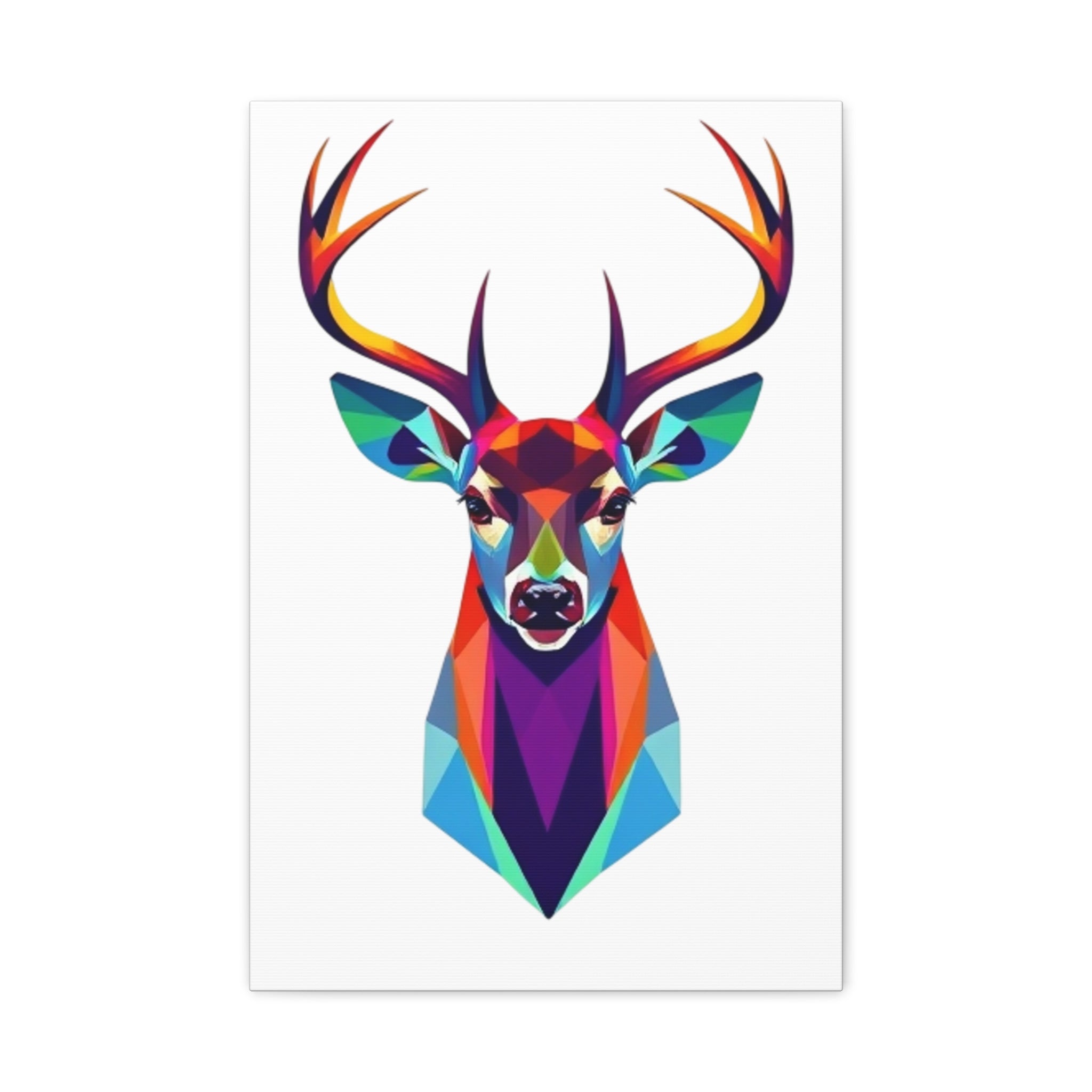 Vibrant Stag Canvas Wall Art - Colorful Geometric Deer Decor