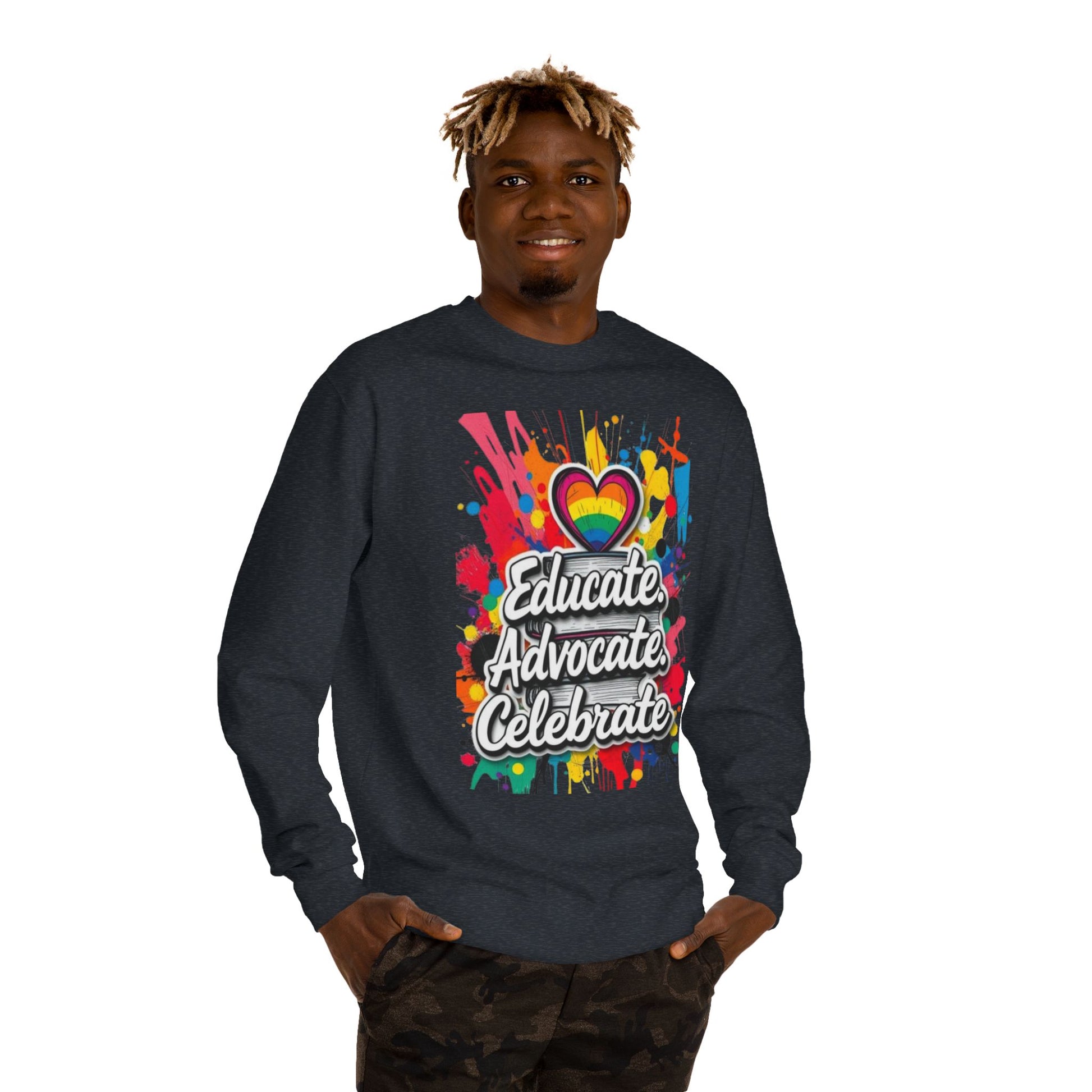 Educate, Advocate, Celebrate Unisex Crew Neck Sweatshirt - Empowerment Apparel