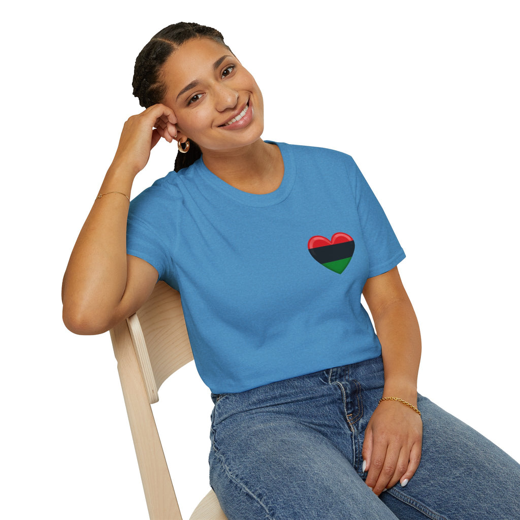 Unity and Heritage Unisex Softstyle T-Shirt with Pan-African Heart