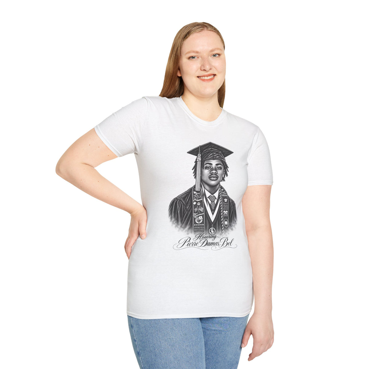 Graduation Portrait Front - In Memory of Pierre Damas Bel T-Shirt