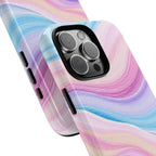Pastel Marble Tough Phone Case iPhone — Swirled Pink & Blue Protective Cover