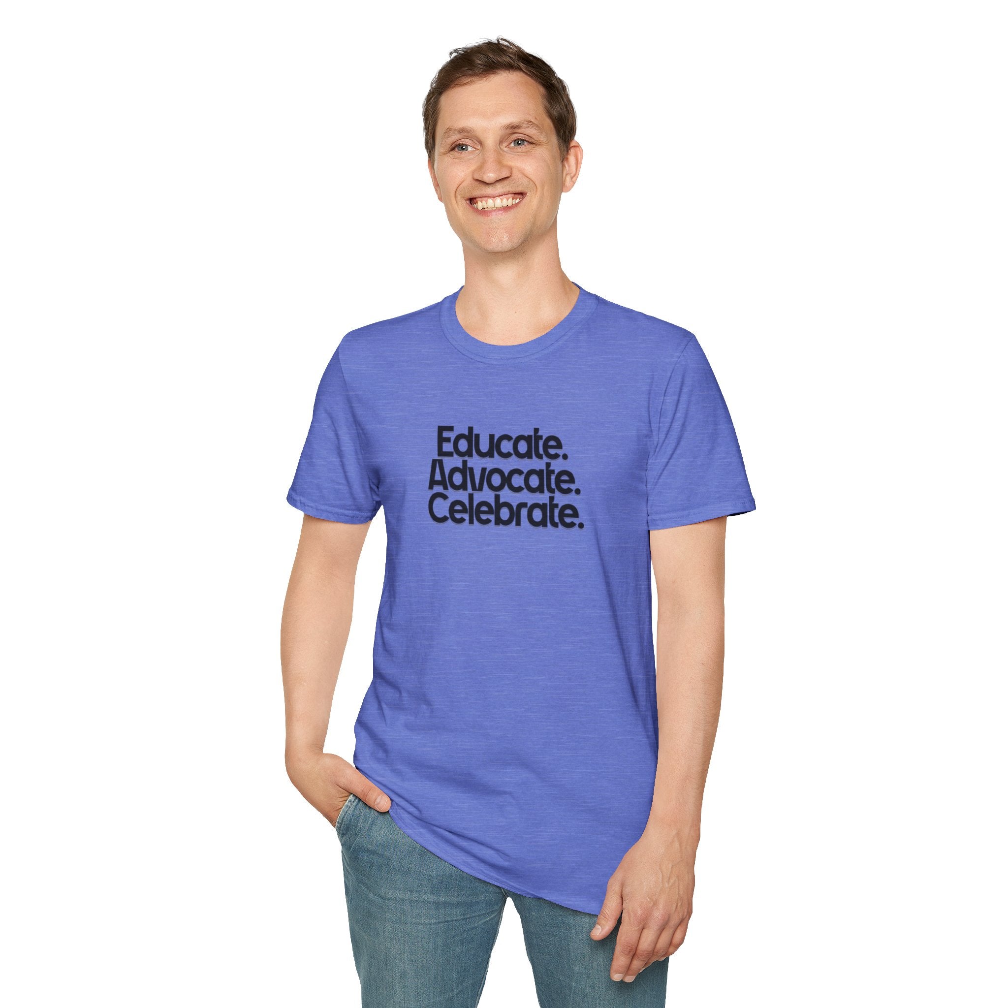 Teacher Advocate T-Shirt - Subtle Pride Educate Advocate Celebrate Design - EqualiTees.Me