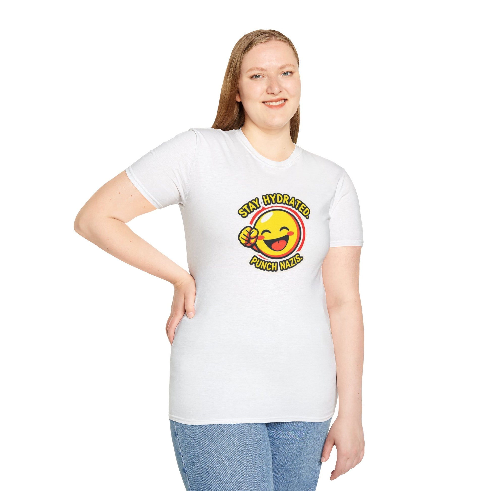 Stay Hydrated, Punch Nazis Funny Emoji T-Shirt