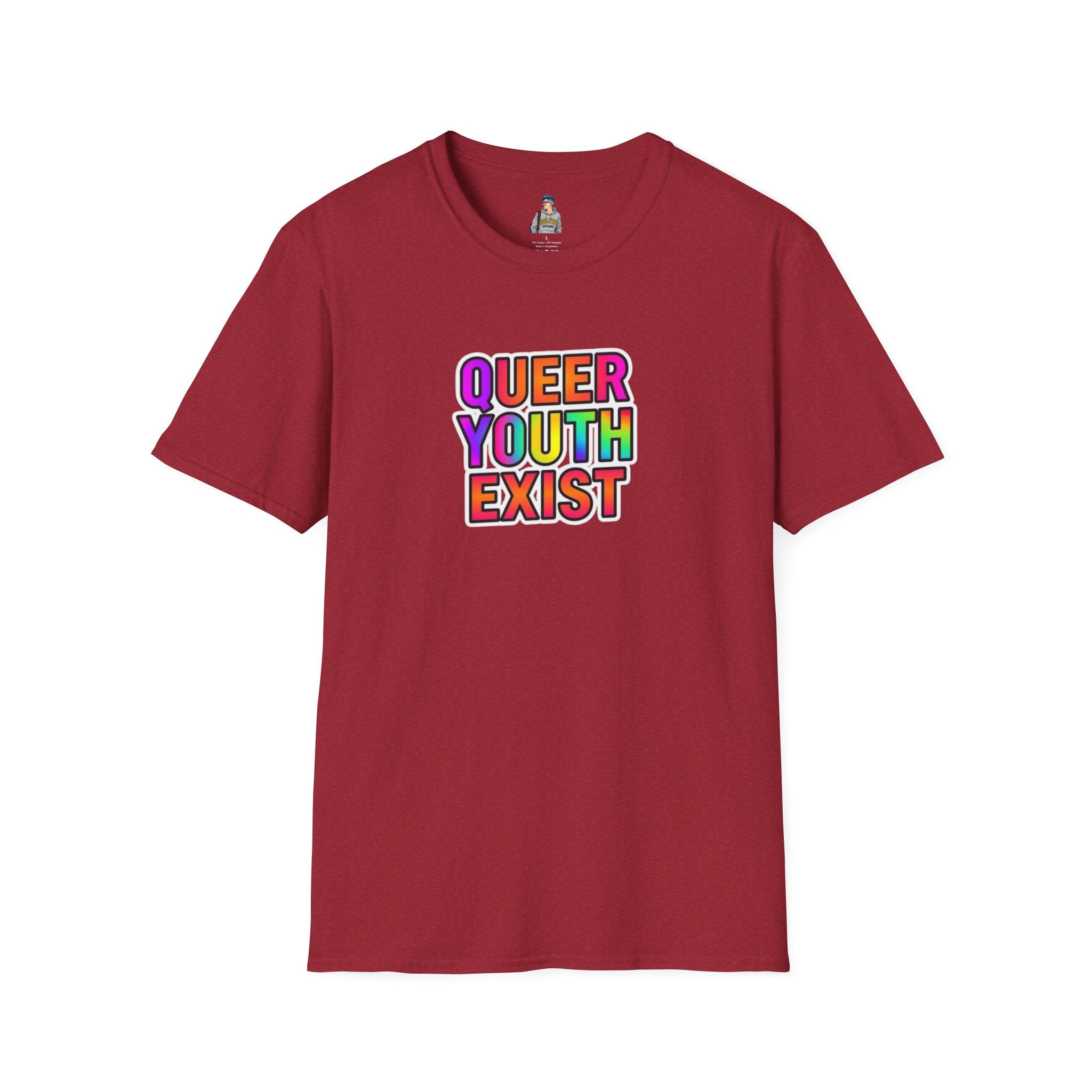 Queer Youth Exist T-Shirt | Unisex Softstyle Tee for Pride Events & Everyday Wear