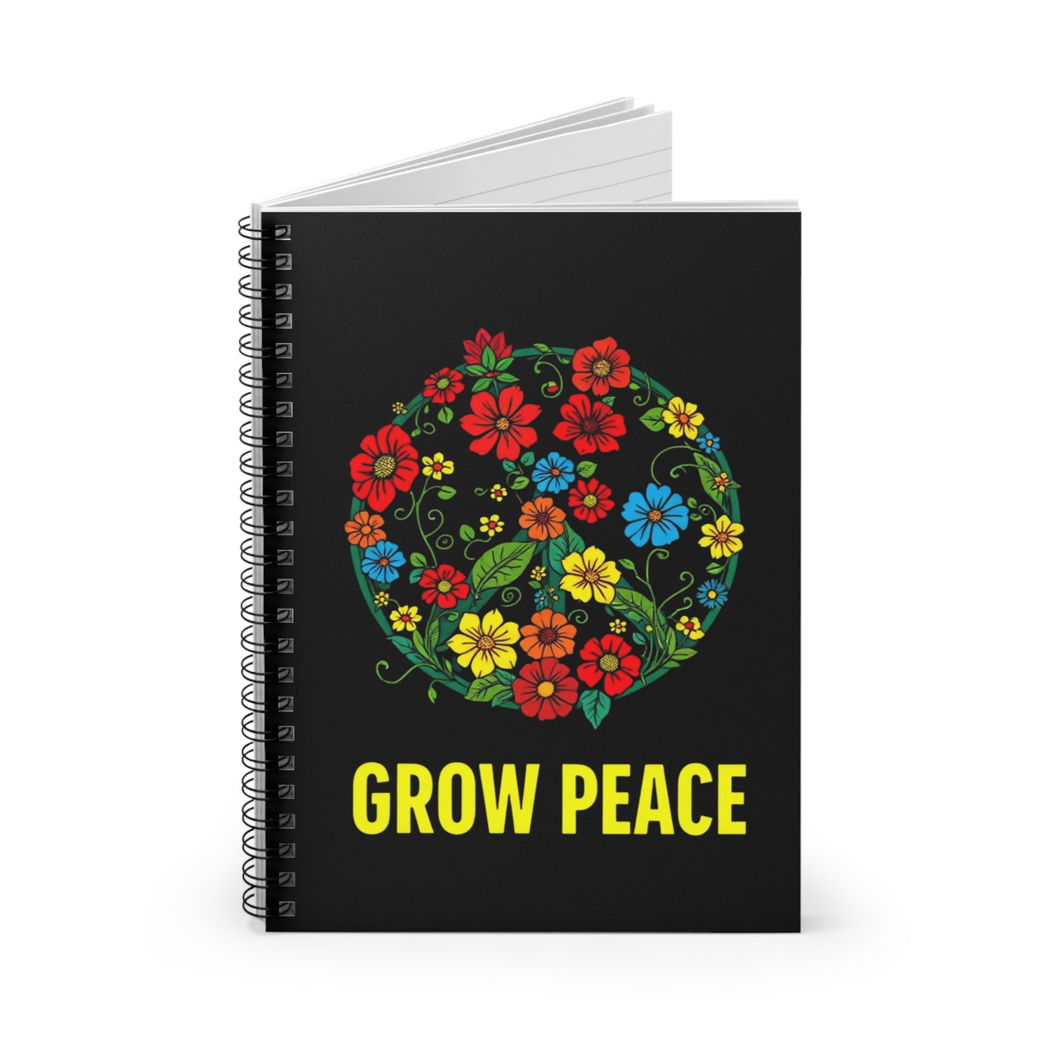 Grow Peace Floral Spiral Notebook - Perfect for Creative Souls & Eco-Warriors