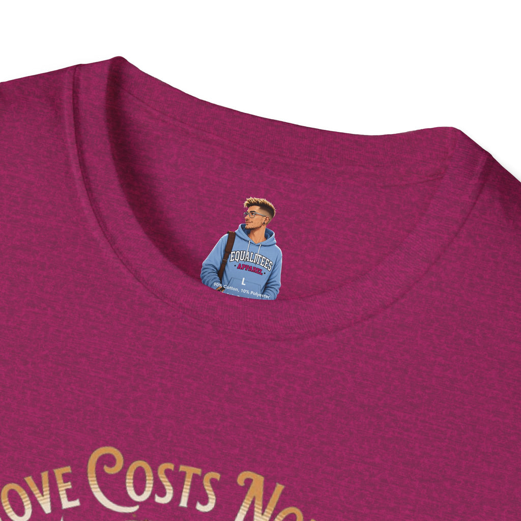 Unisex Softstyle T-Shirt - Love Costs Nothing, Give It Away Floral Peace Design