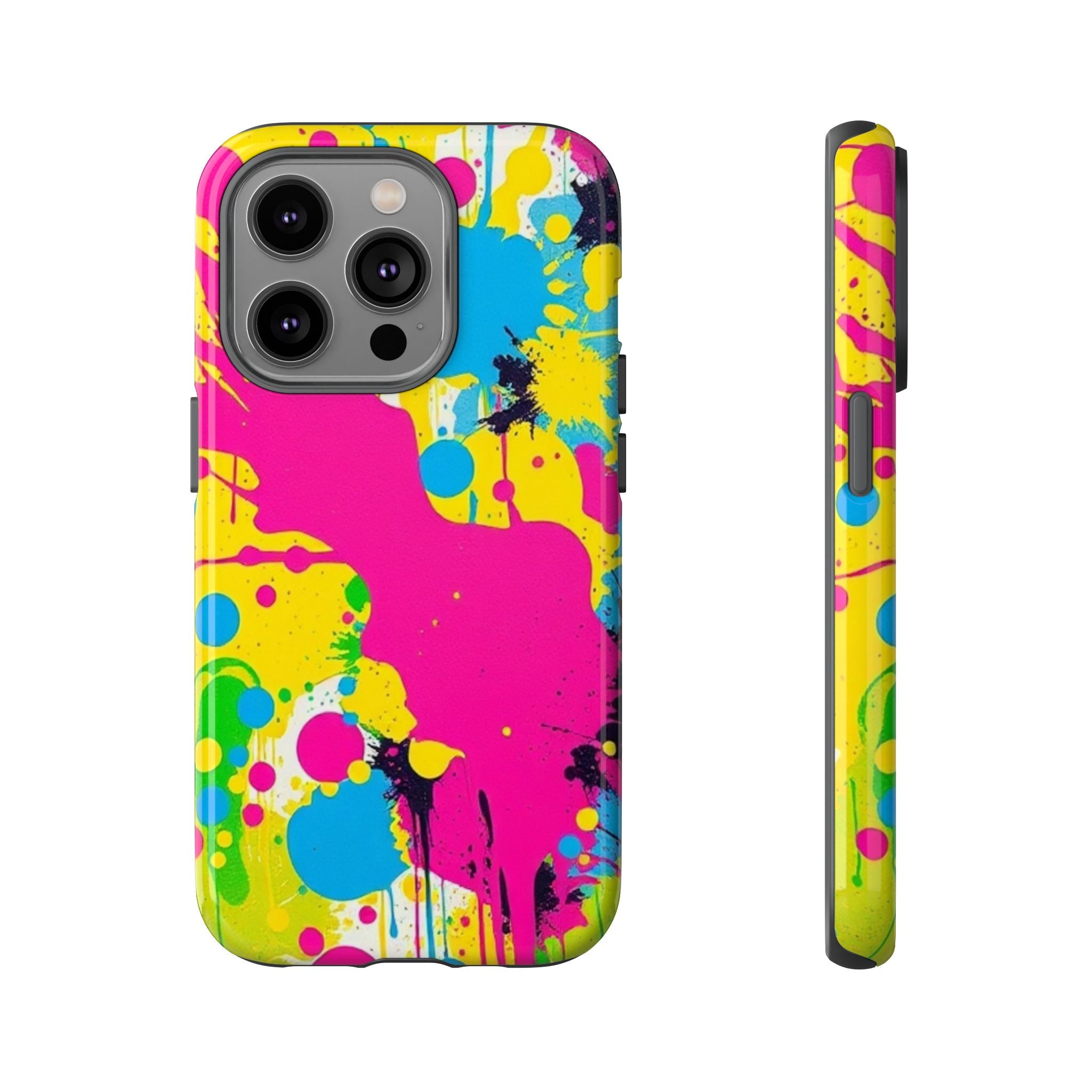 Android OR iPhone Compatible Cases - Crazy Retro Color Splash Design - Unique Tough Cases