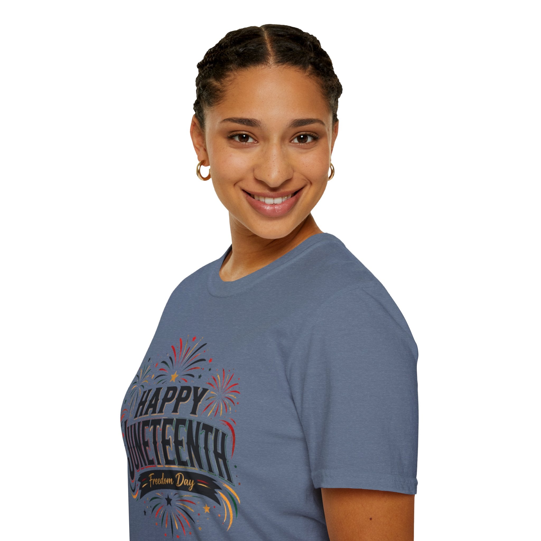 Juneteenth T-Shirt - "Happy Juneteenth" Fireworks Celebration Tee