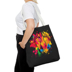 Rainbow Paint Splatter Footprints Tote Bag