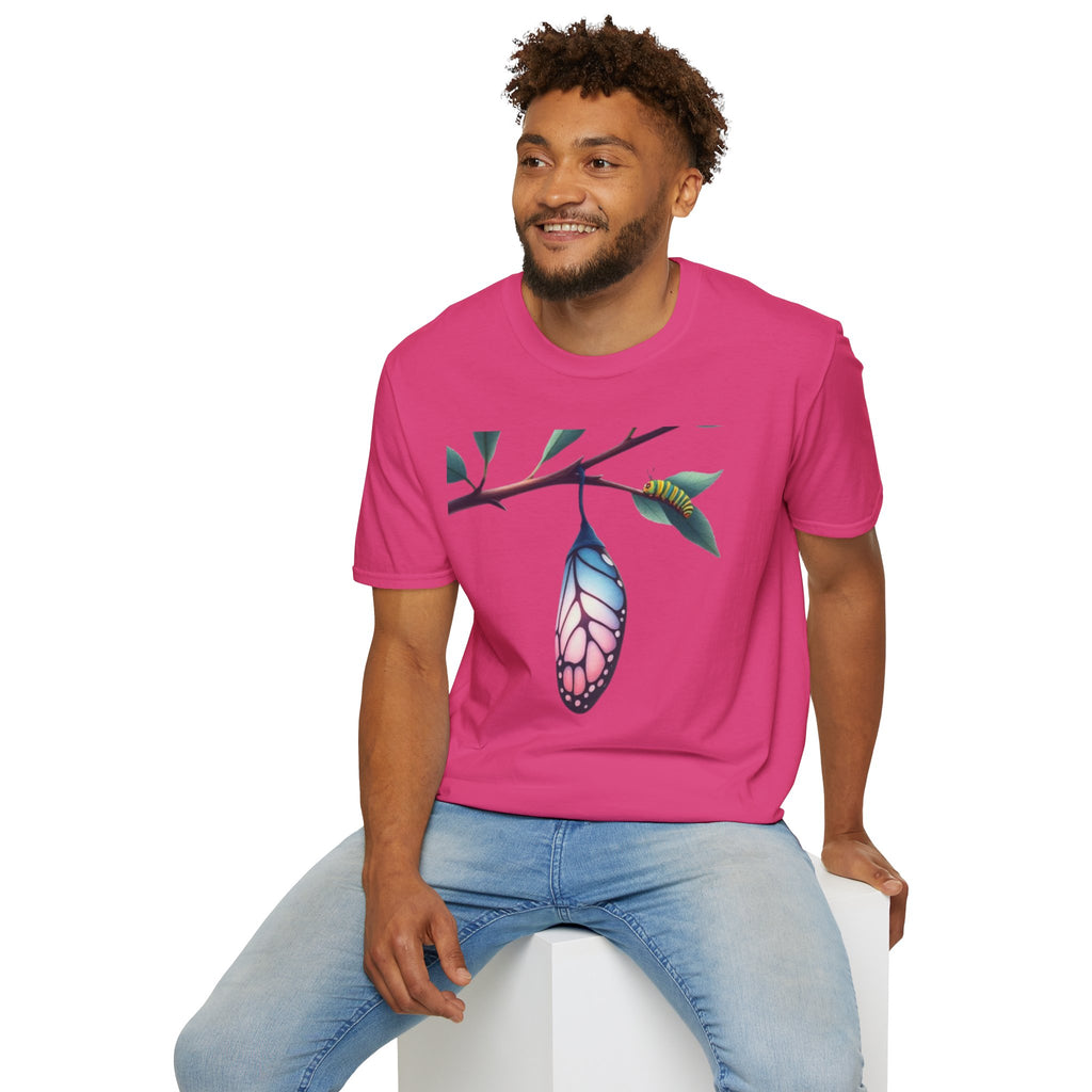 Trans Caterpillar to Butterfly Transformation T-Shirt, Unisex Graphic T-Shirt