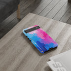 Android OR iPhone Compatible Cases - Pink and Blue Color Splash Design