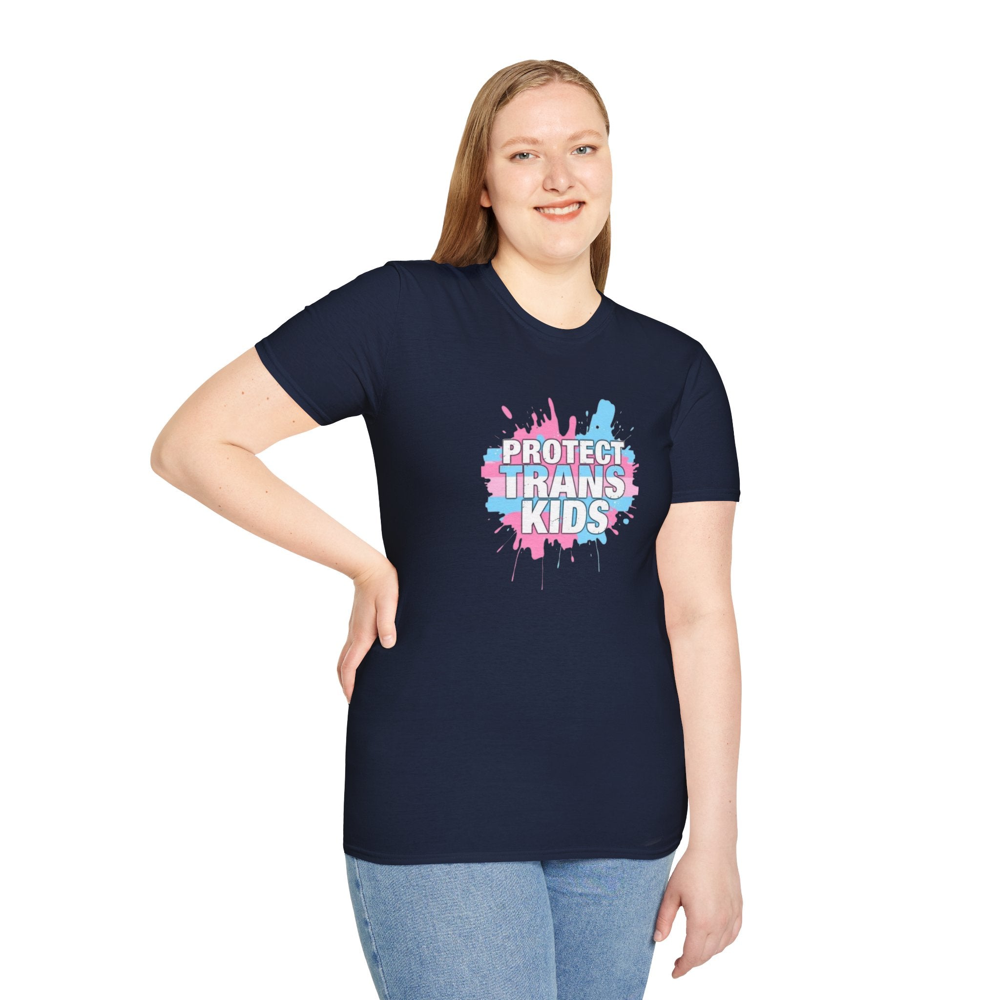 Protect Trans Kids Unisex Softstyle T-Shirt - Supportive LGBTQ+ Apparel