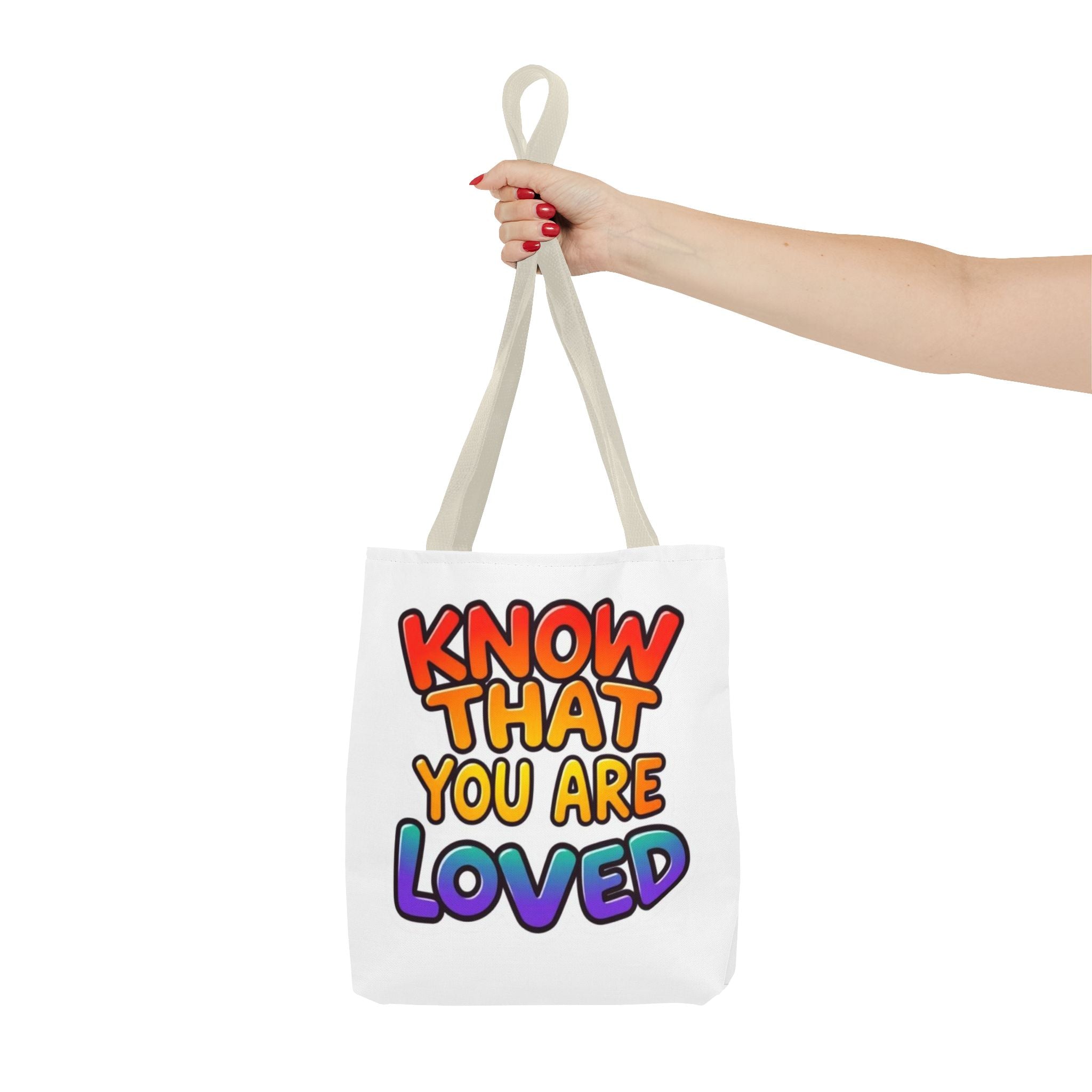 Know That You Are Loved Text Design Tote Bag