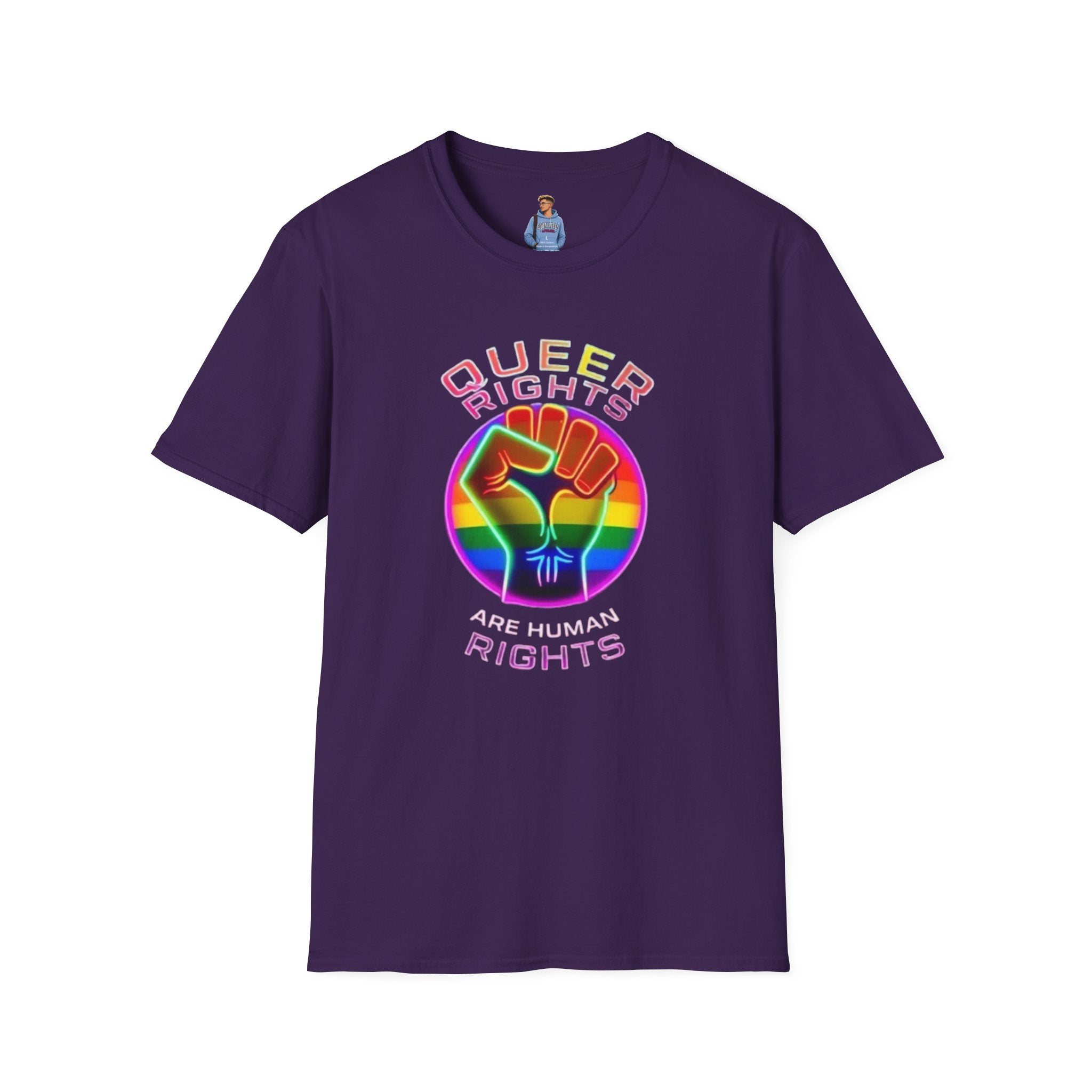 Unisex Softstyle T-Shirt - Queer Rights Are Human Rights Statement Tee