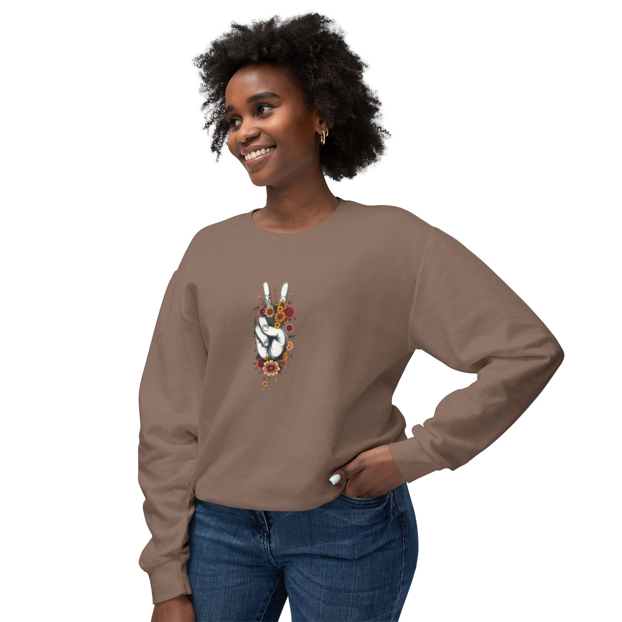 Unisex Lightweight Crewneck Sweatshirt -Grow Peace