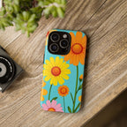 Floral Tough Phone Case for iPhone — Bright Daisy Garden Protective Cover