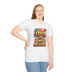 T-Shirt — "Love Is My Religion" Retro Rainbow Graphic Tee