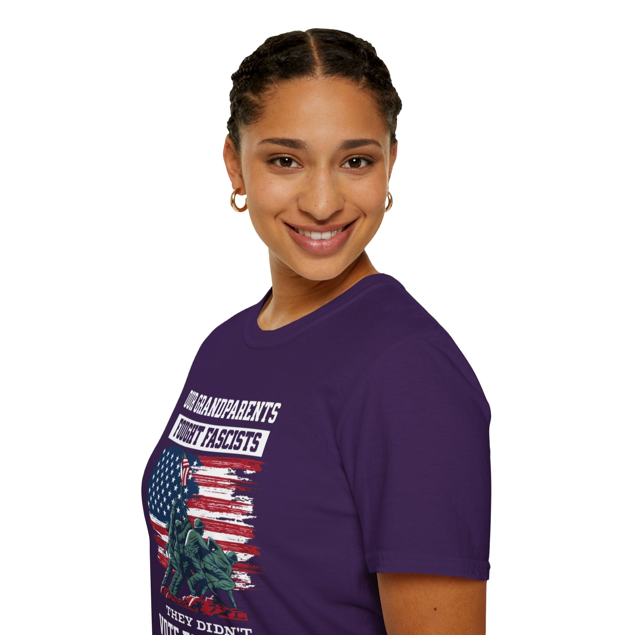 Unisex Softstyle T-Shirt: 'Our Grandparents Fought Fascists' Patriotic Tee