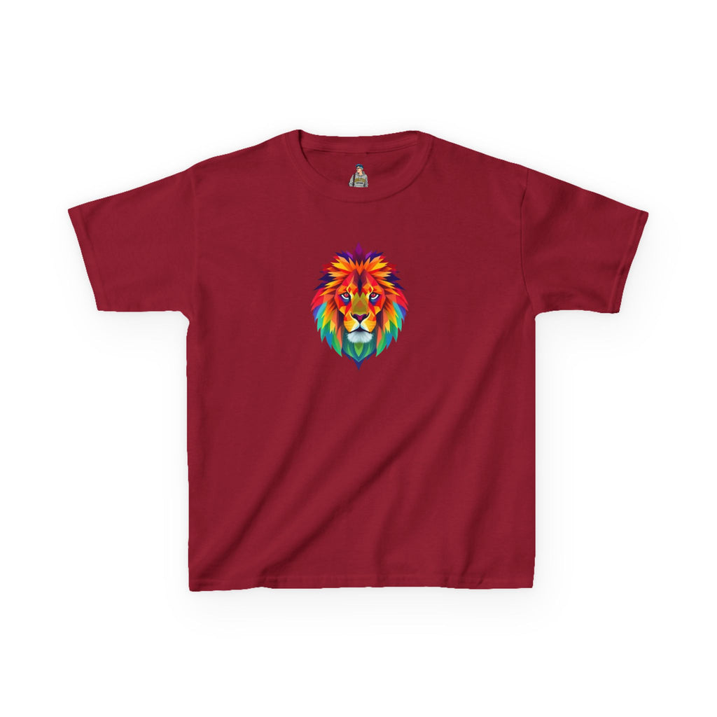 Colorful Fractal Lion Kids Heavy Cotton Tee