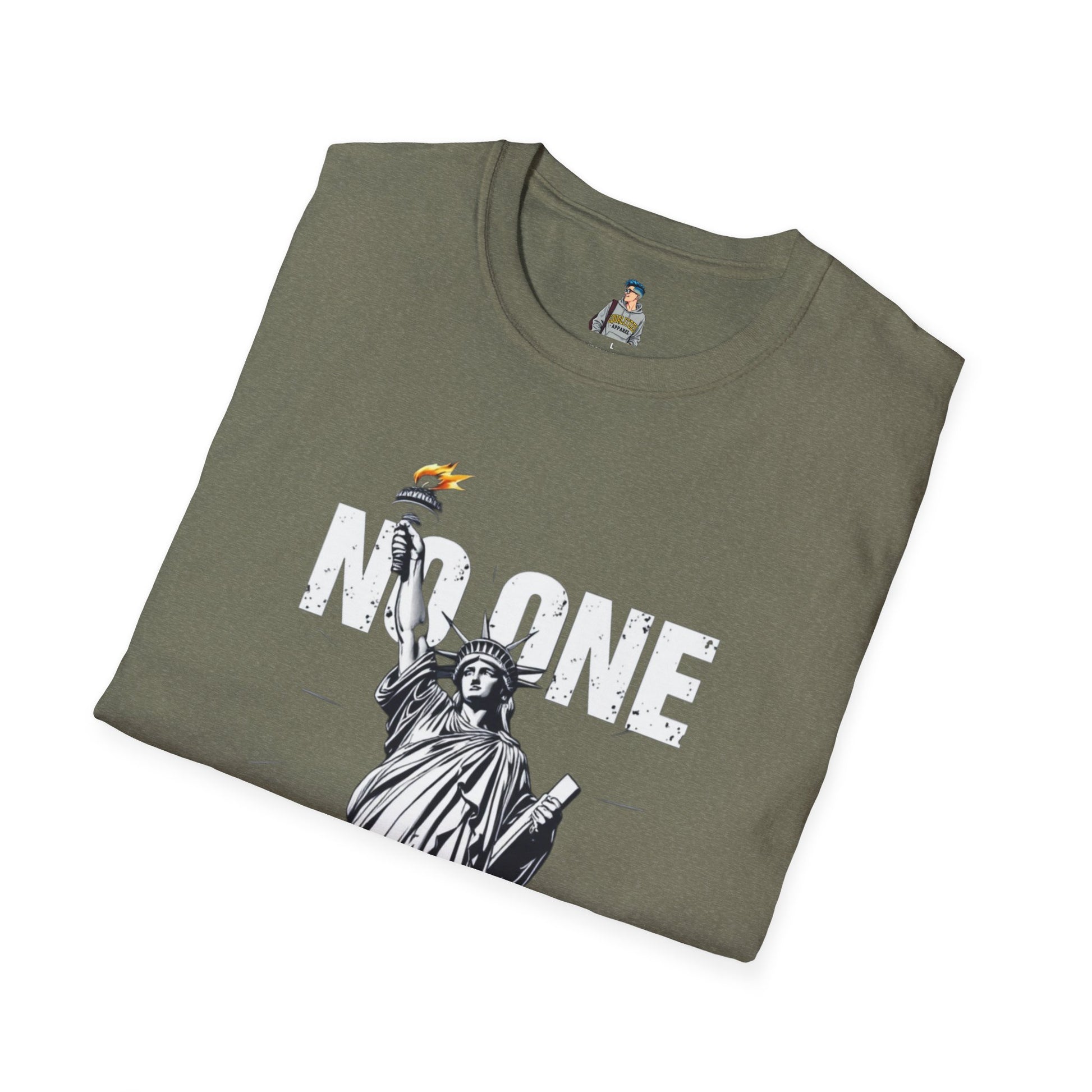 Unisex Softstyle T-Shirt - 'No One Is Illegal' Graphic Tee for Social Justice Advocates