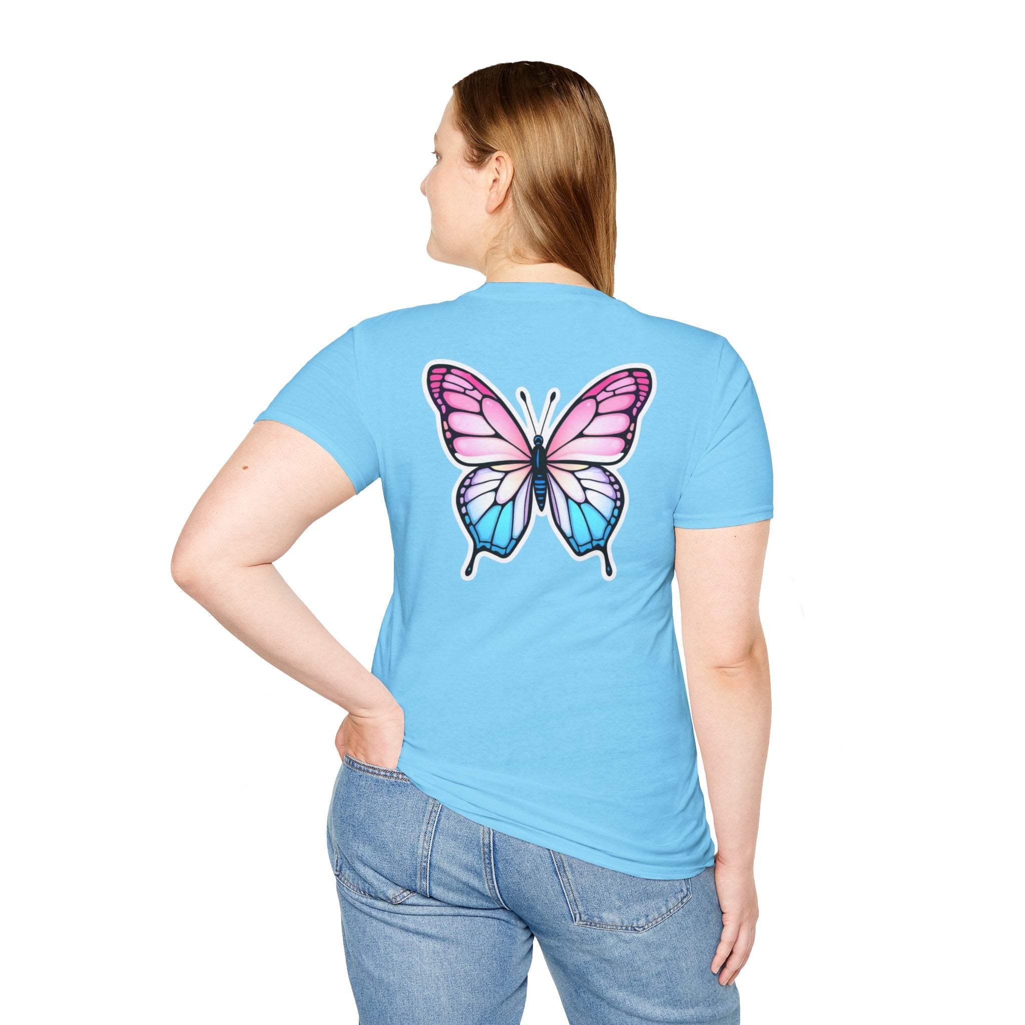 Trans Caterpillar to Butterfly Transformation T-Shirt, Unisex Graphic T-Shirt