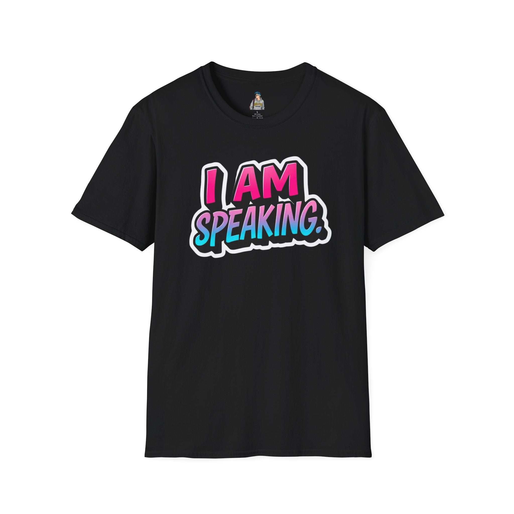 'I Am Speaking' Unisex Softstyle T-Shirt – Bold Statement Tee for Confident Voices