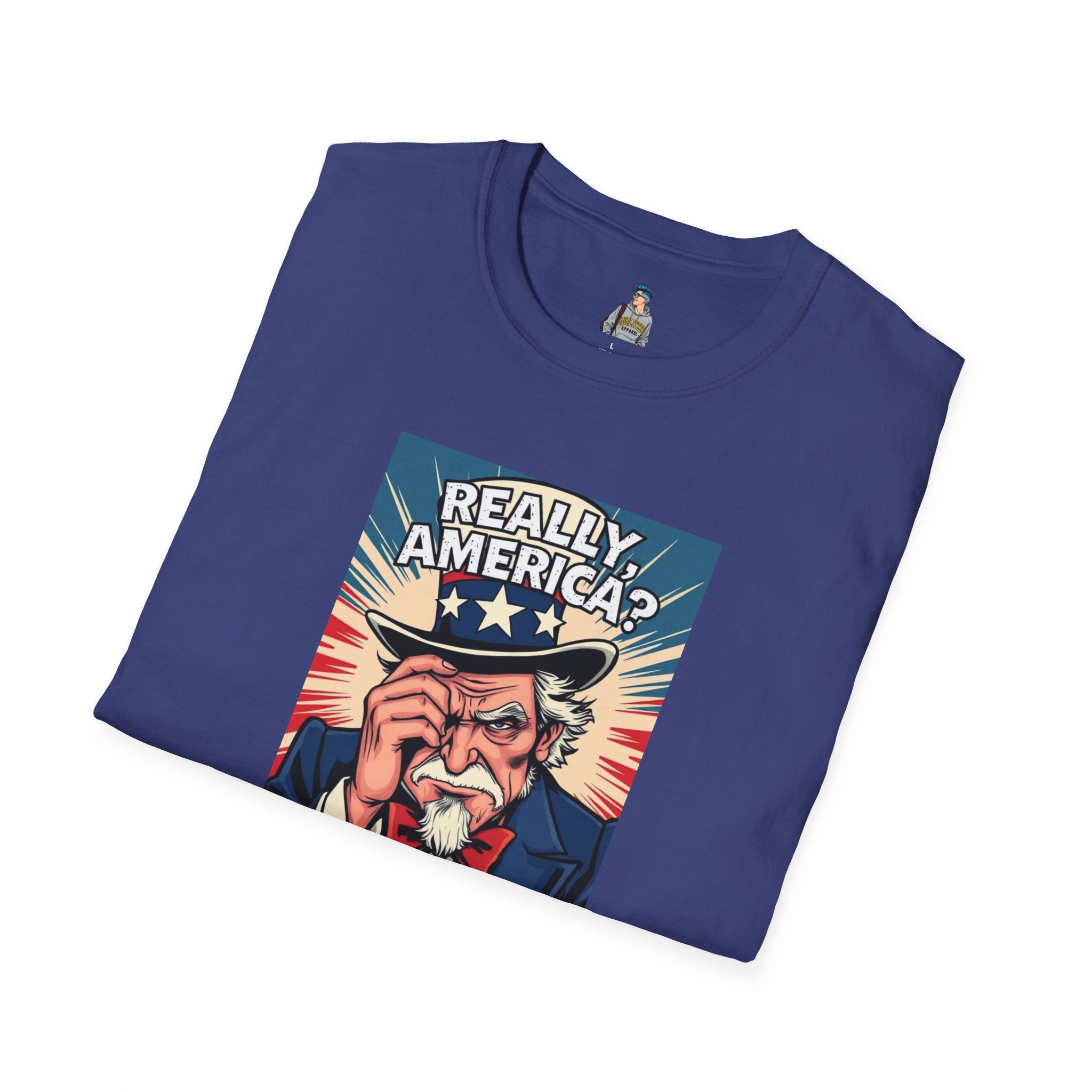 Uncle Sam in disbelief Really, America? Unisex softstyle T-Shirt