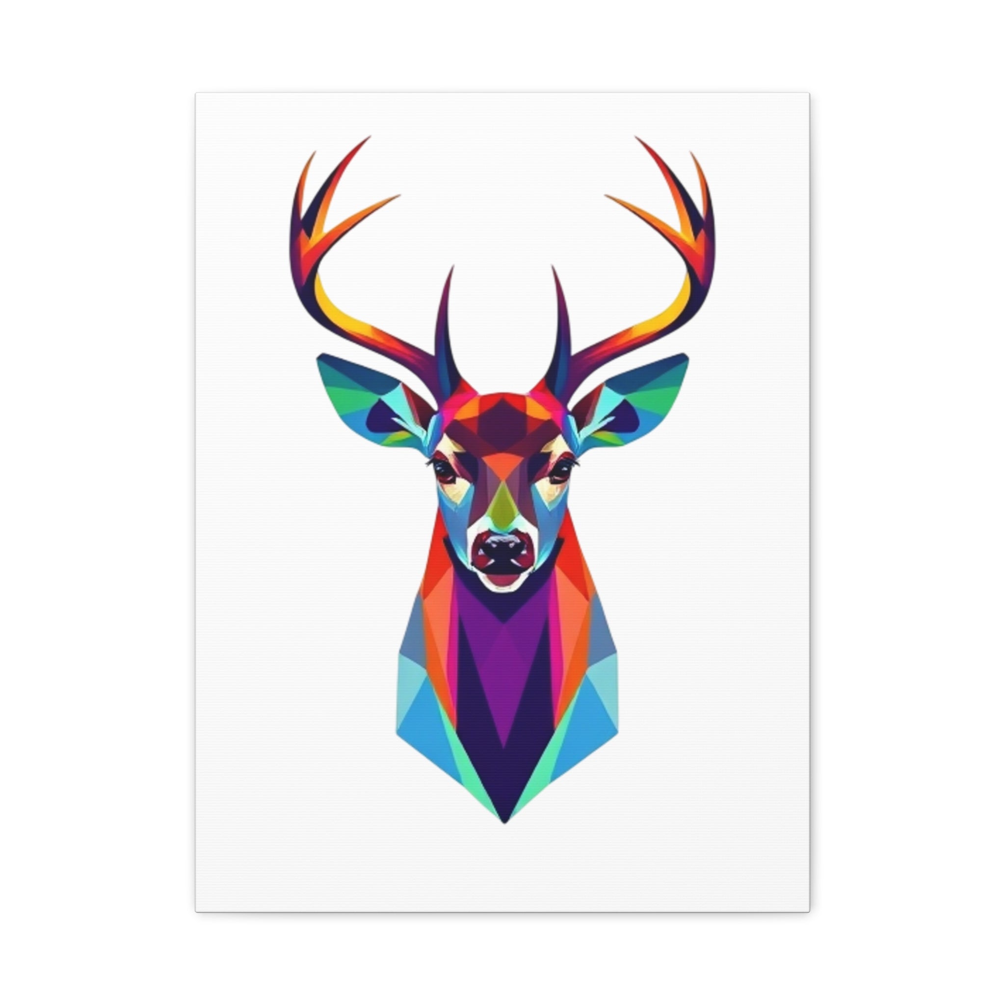Vibrant Stag Canvas Wall Art - Colorful Geometric Deer Decor