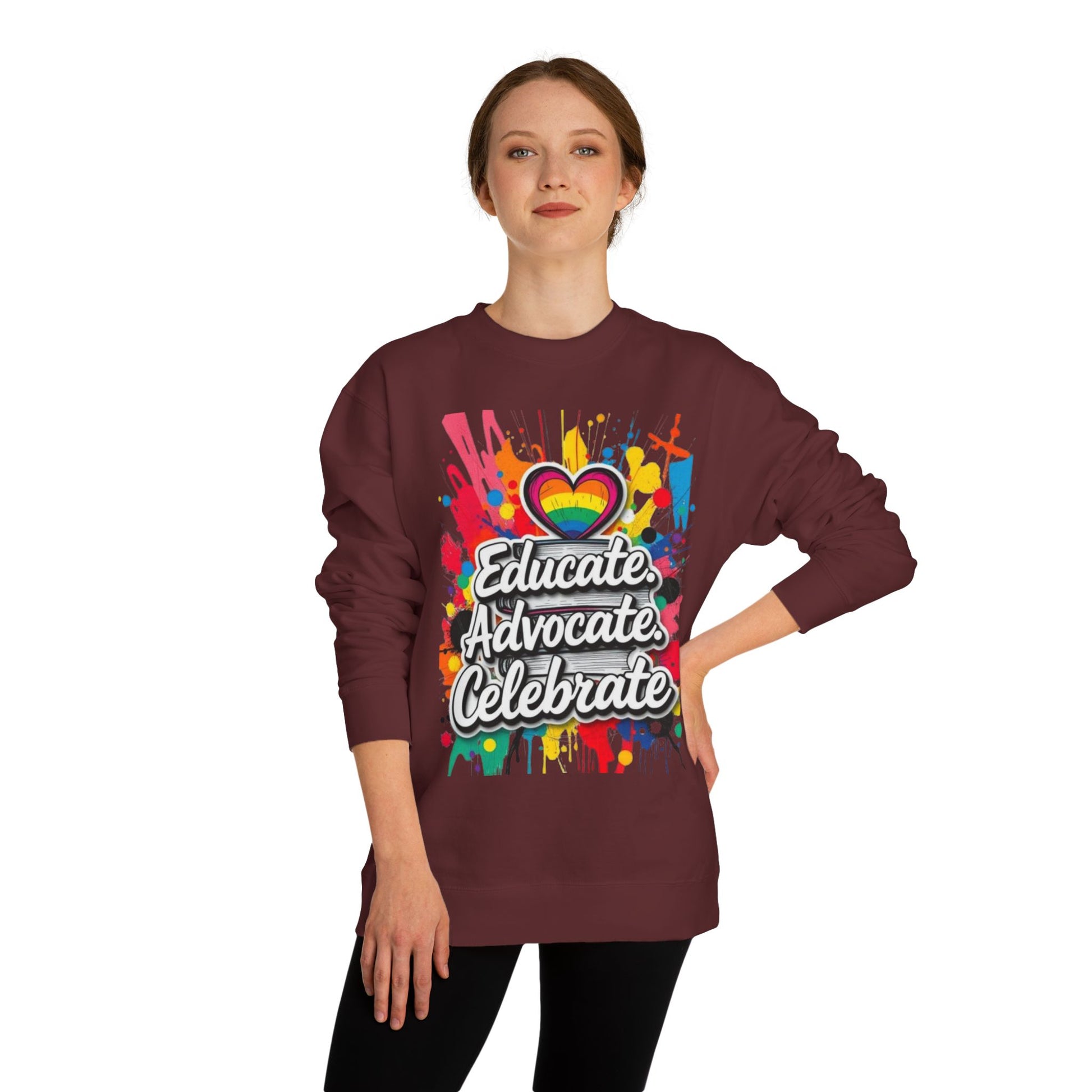 Educate, Advocate, Celebrate Unisex Crew Neck Sweatshirt - Empowerment Apparel