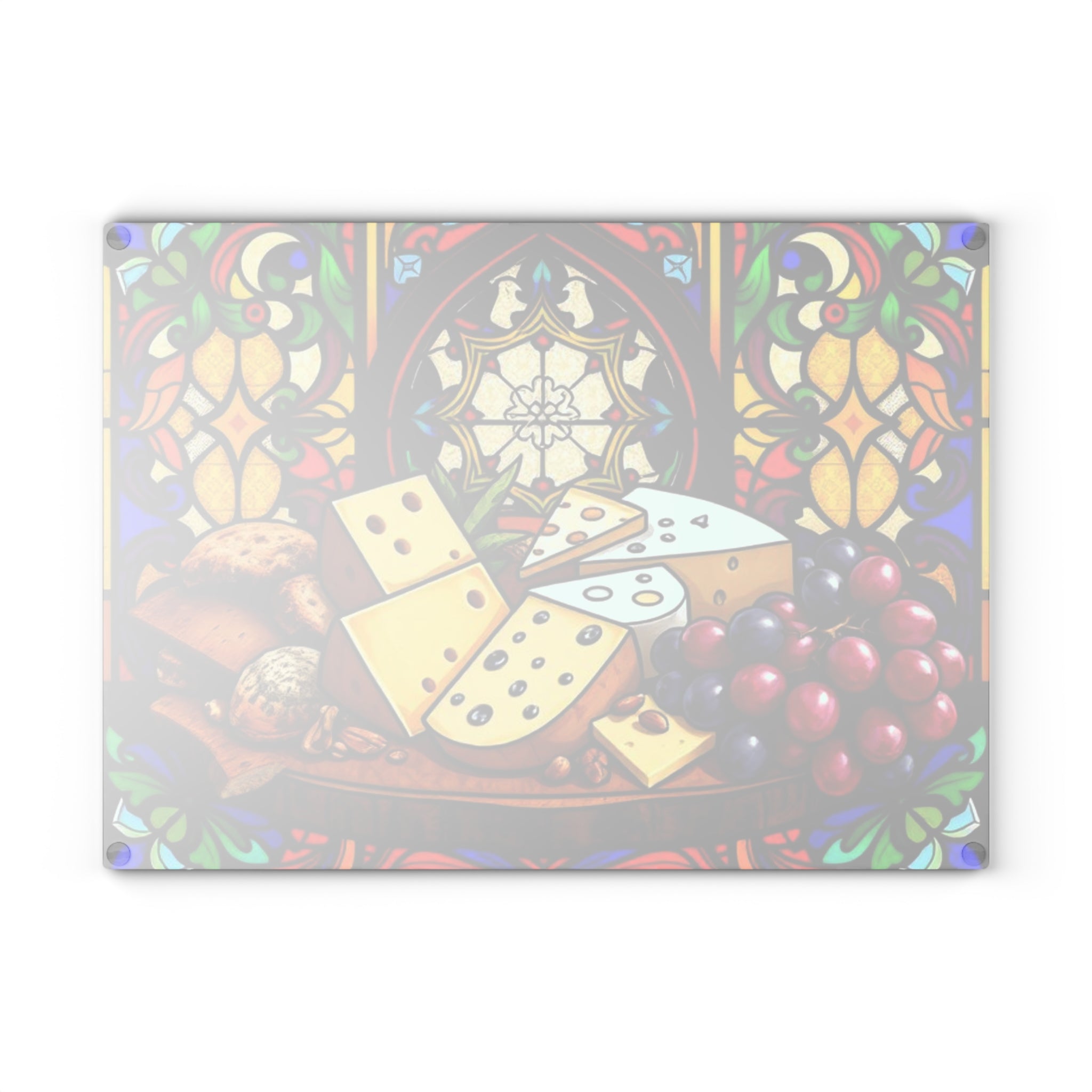 Stained Glass Cheese & Wine Cutting Board - Elegant Kitchen Decor