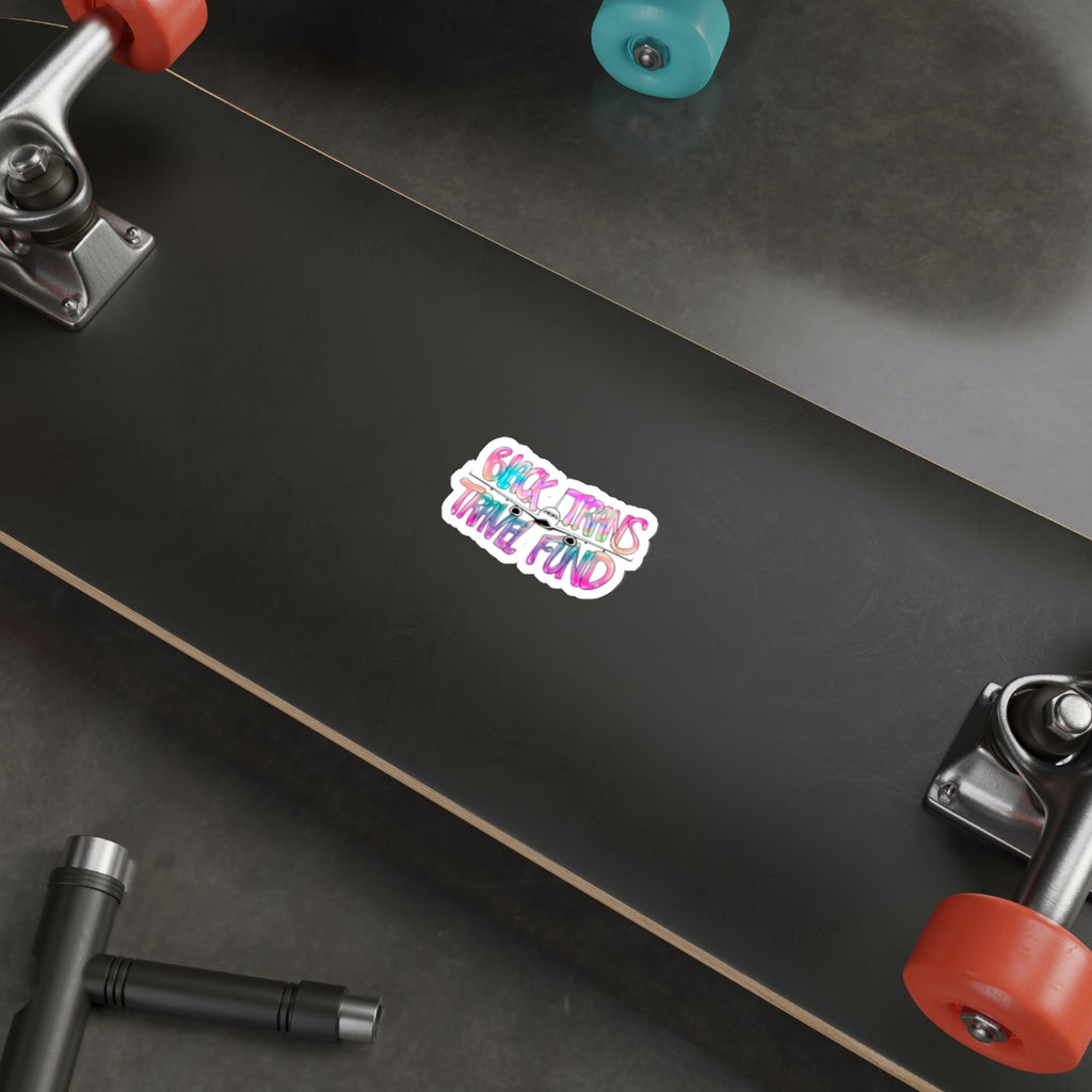 Die-Cut Sticker — "Black Trans Travel Fund" Colorful Airplane Sticker for LGBTQ+ Support & Pride