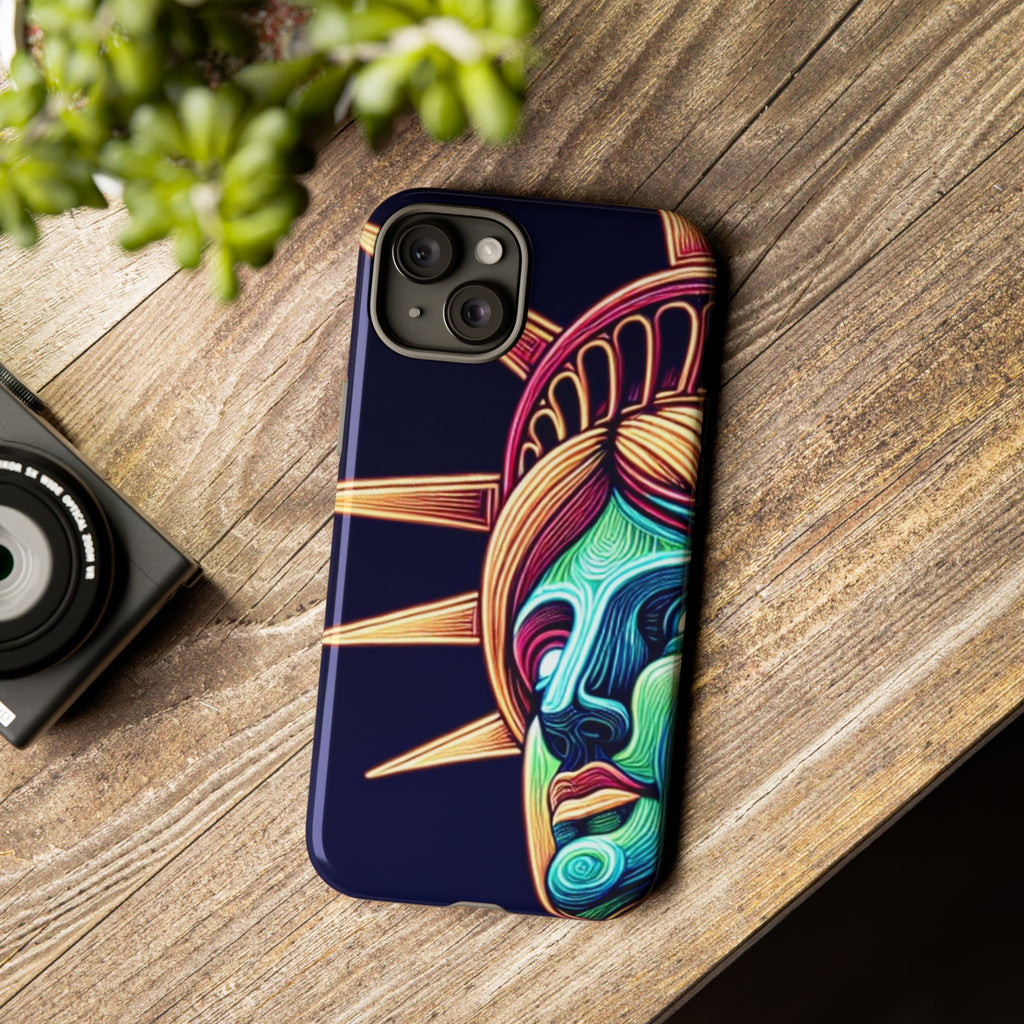 Statue of Liberty Neon Glowing Art Tough Case for Android & iPhone
