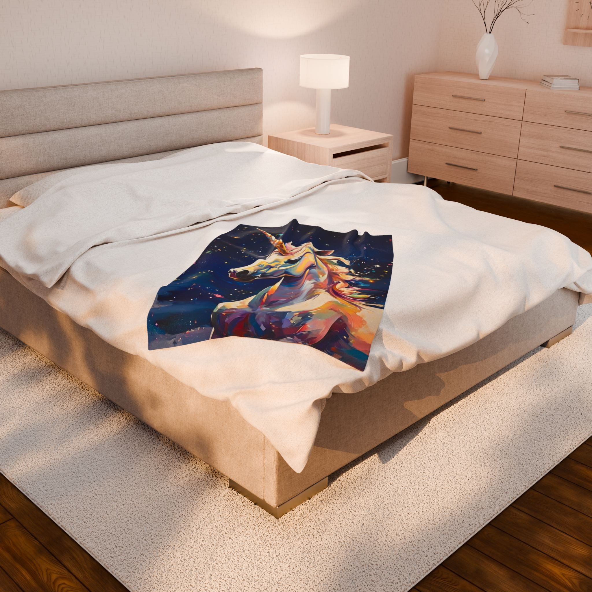 Unicorn Galaxy Velveteen Plush Blanket
