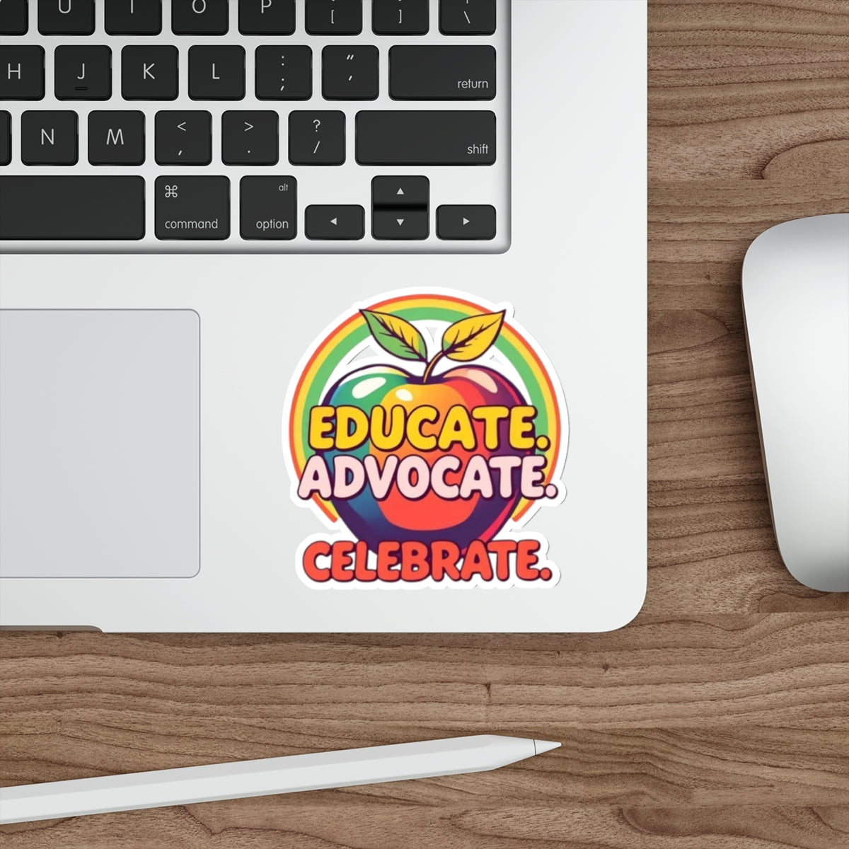 Vibrant Educational Die-Cut Stickers - "Educate. Advocate. Celebrate."