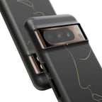 Android OR iPhone Compatible Cases - Gold Line Face Design - Unique Tough Cases