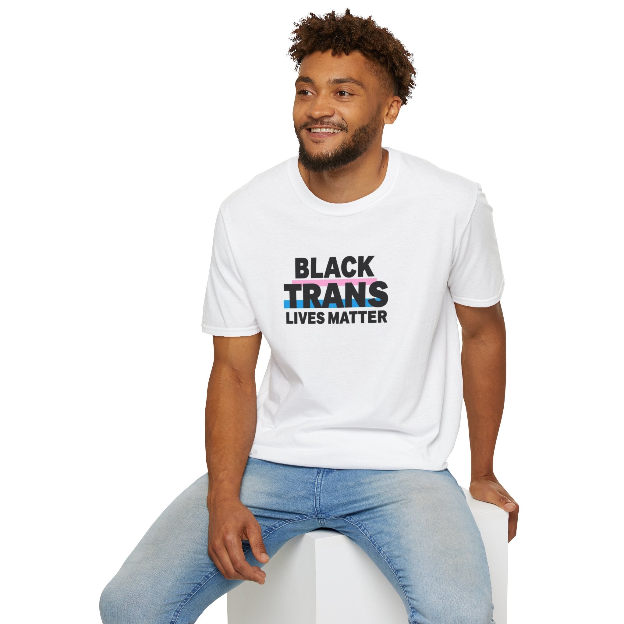 Unisex Softstyle T-Shirt - Black Trans Lives Matter Statement Tee