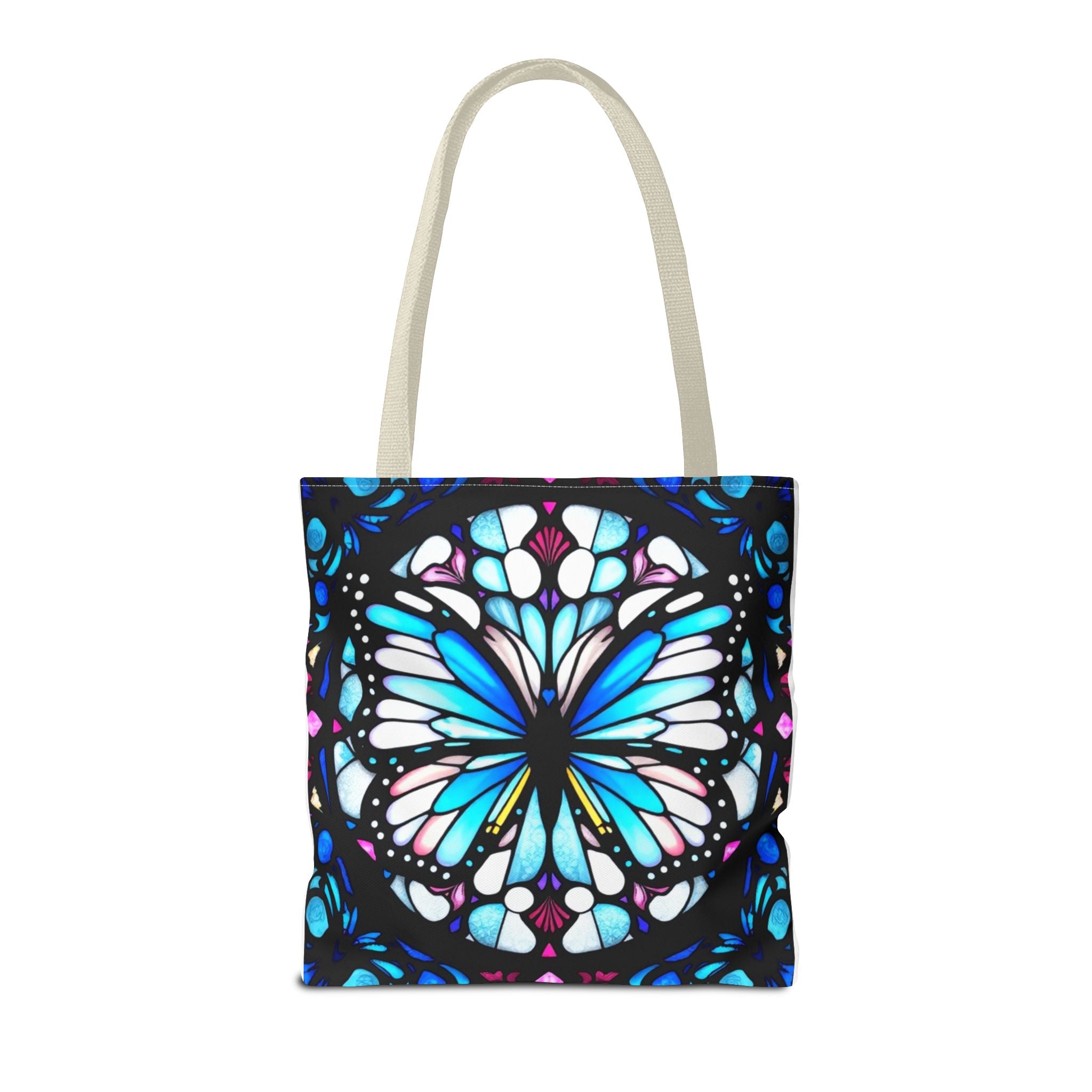 Colorful Butterfly Stained Glass Design Tote Bag