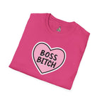 Unisex Softstyle T-Shirt - 'Boss Bitch' Heart Design - Funny Statement Tee