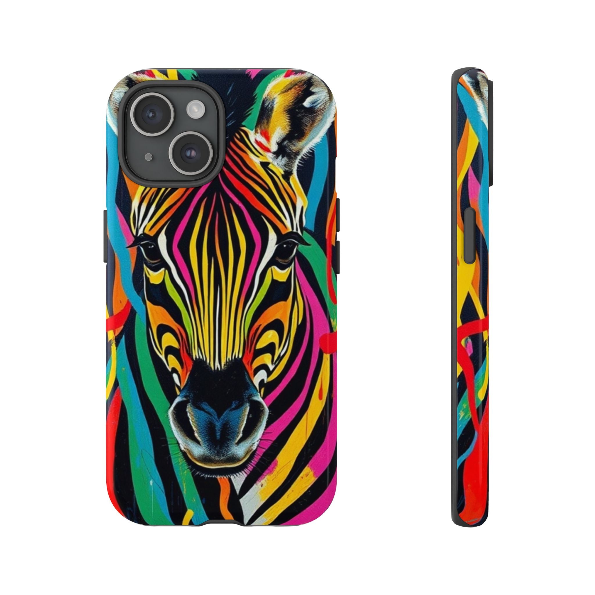 Android OR iPhone Compatible Cases - Rainbow Zebra Design - Unique Tough Cases