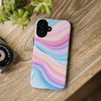Pastel Marble Tough Phone Case iPhone — Swirled Pink & Blue Protective Cover