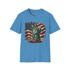 Statue of Liberty Stepping on MAGA American Flag T-Shirt — Patriotic USA Independence Day Tee