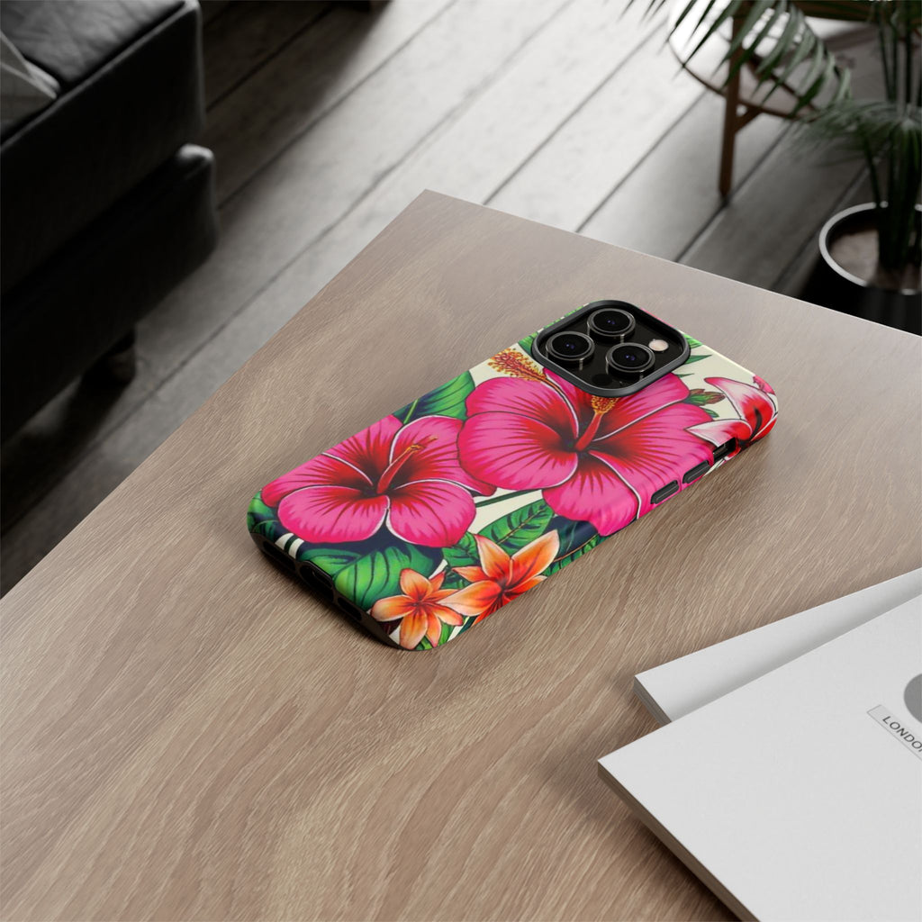 Tropical Hibiscus Phone Case for iPhone — Floral Tough Protective Cover