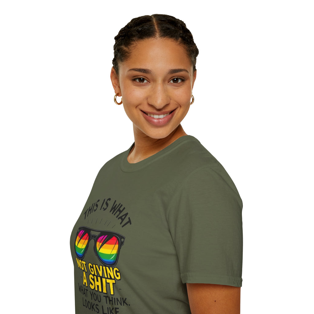 This Is What Not Giving a Shit What You Think Looks Like Sunglasses Pride Tee