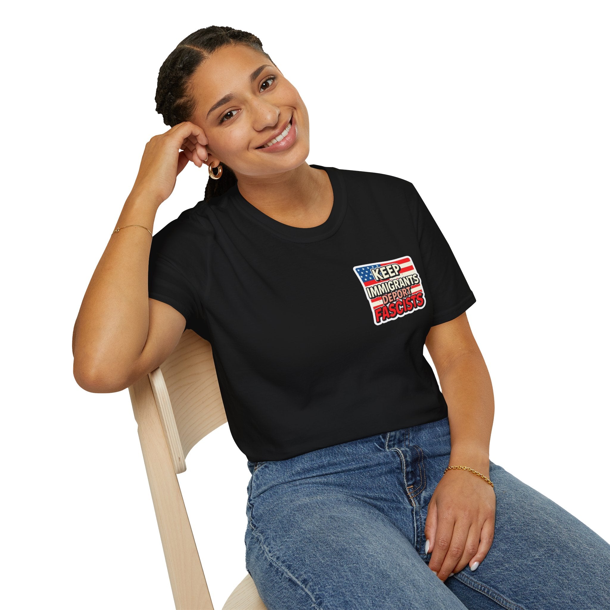 Keep Immigrants Deport Fascists Unisex Softstyle T-Shirt