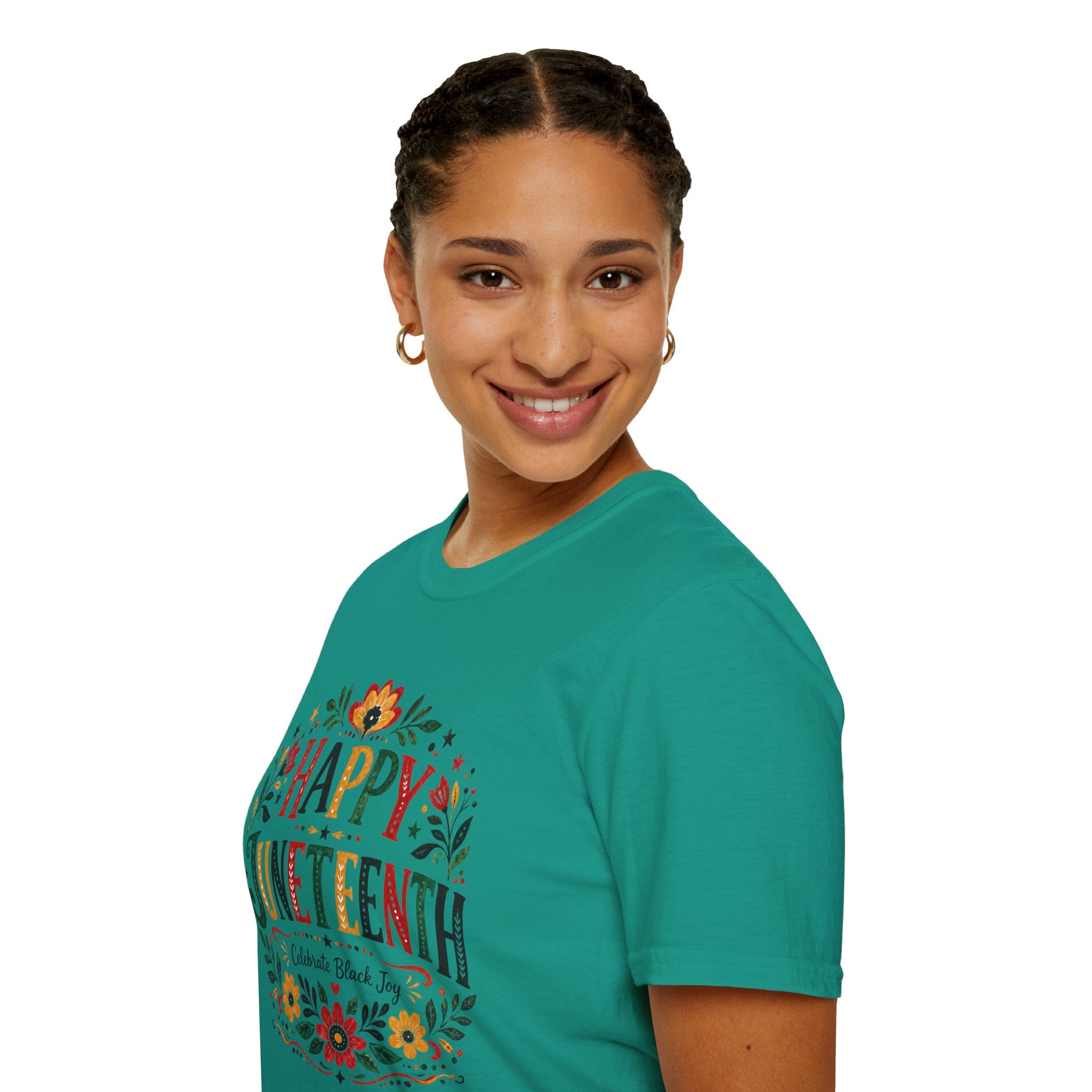 Juneteenth T-Shirt — "Happy Juneteenth" Floral Celebration Tee