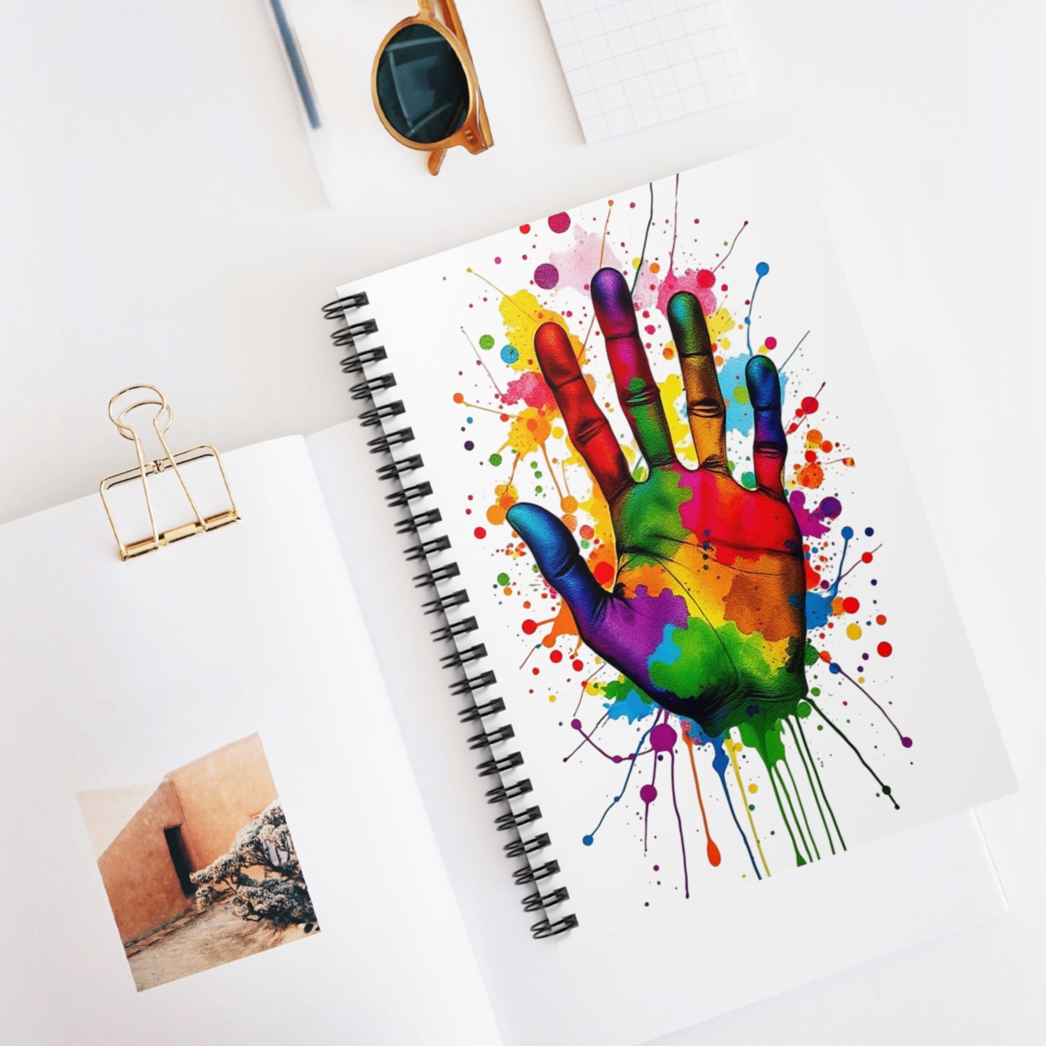 Vibrant Handprint Spiral Notebook - Colorful Ruled Line Journal for Creative Souls
