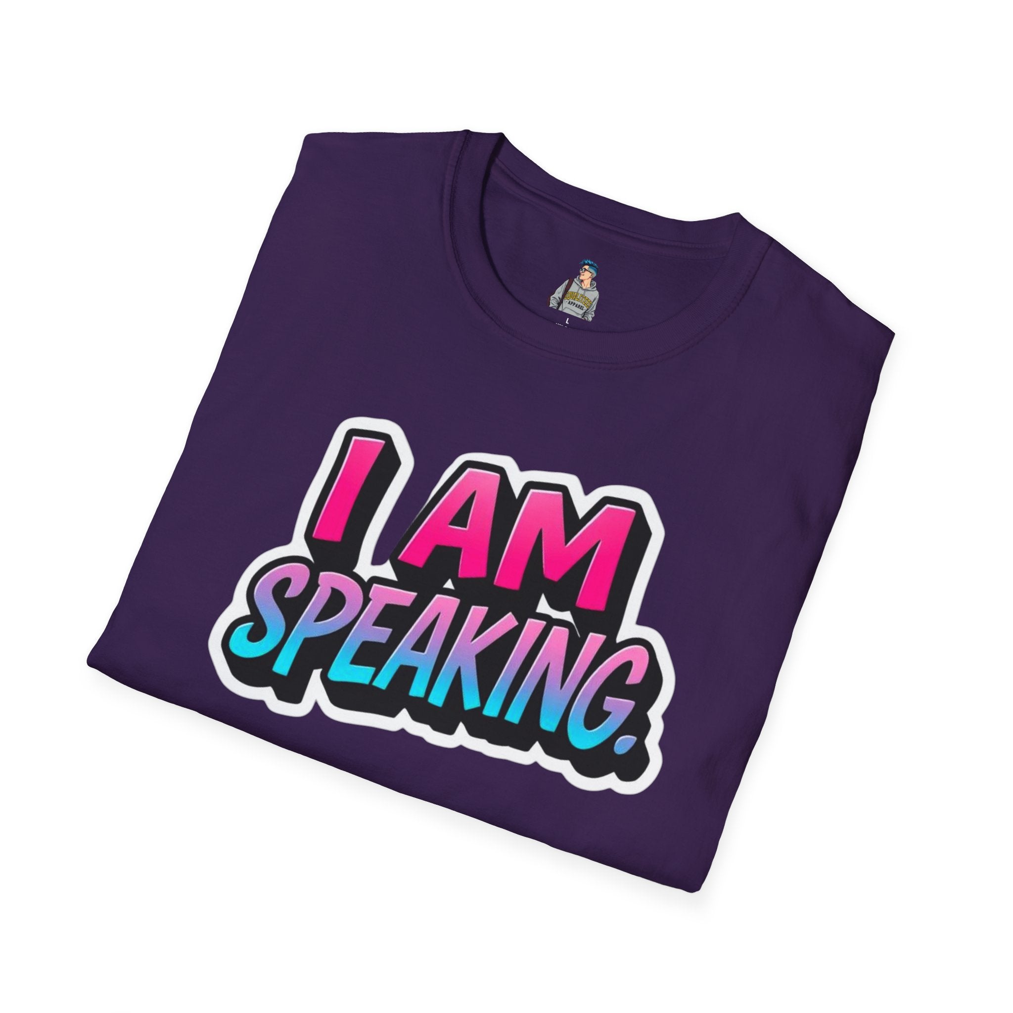 'I Am Speaking' Unisex Softstyle T-Shirt – Bold Statement Tee for Confident Voices