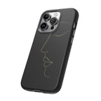 Android OR iPhone Compatible Cases - Gold Line Face Design - Unique Tough Cases